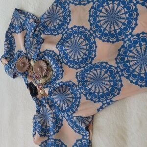 River Island Blue & Tan Kaleidoscope Print Floral Embellished Mini Dress